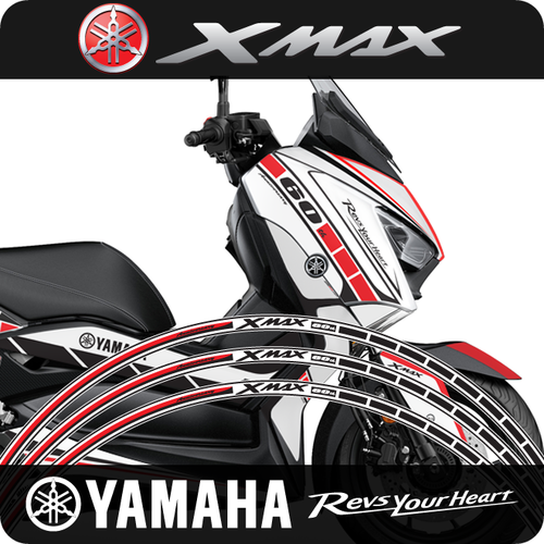 야마하 X-MAX 휠스티커 60주년 RED [바이크팩토리]